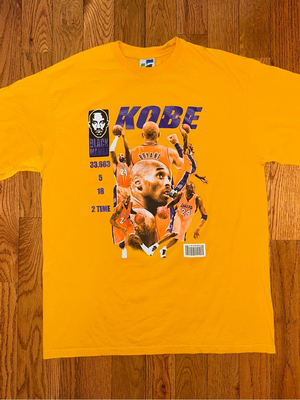 Kobe Bryant Black Mamba LA Lakers Legend Stats Phat Dog T-Shirt Size 2XL